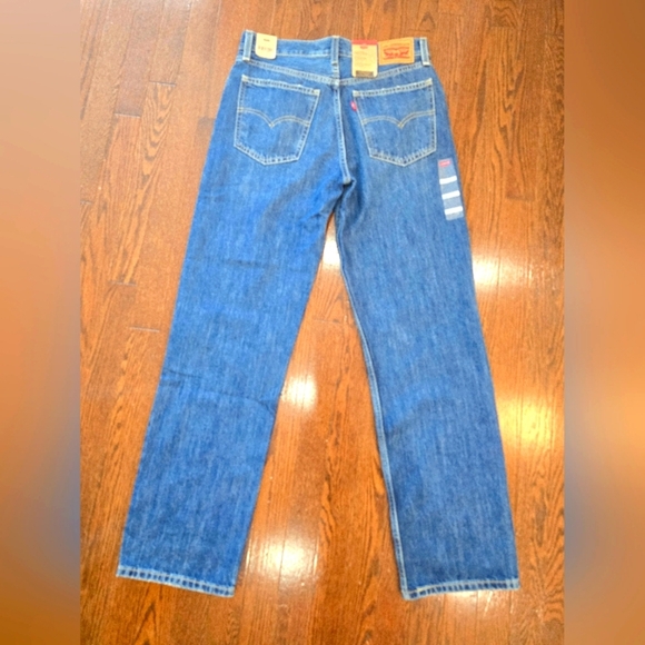 LEVI'S LOW PRO STRAIGHT Blue Mid Rise Distressed Jeans Denim Size 28x31 - Picture 9 of 9